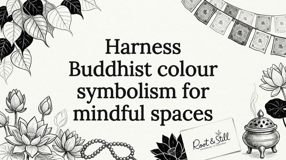 Decorative hand-drawn Buddhist color symbolism title card
