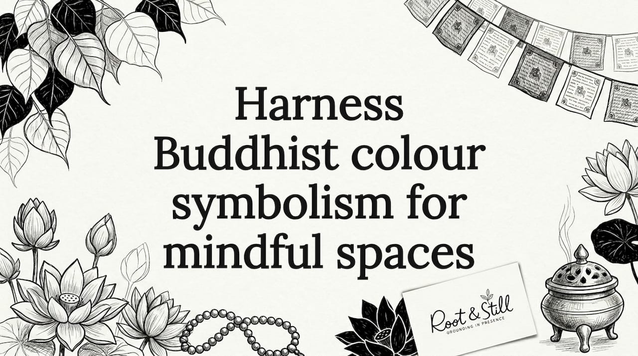 Decorative hand-drawn Buddhist color symbolism title card