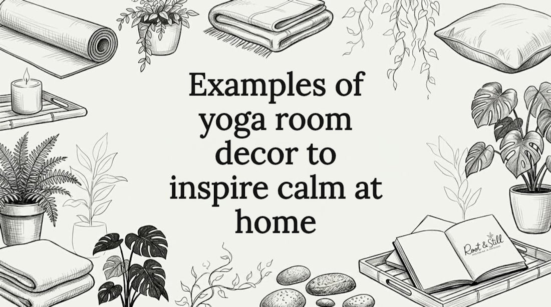 Decorative yoga room objects frame blog post title