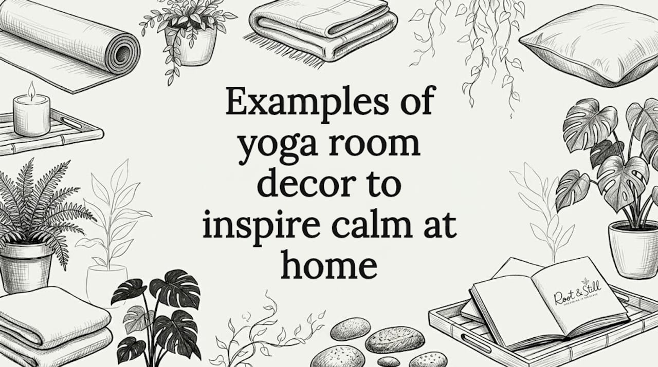 Decorative yoga room objects frame blog post title