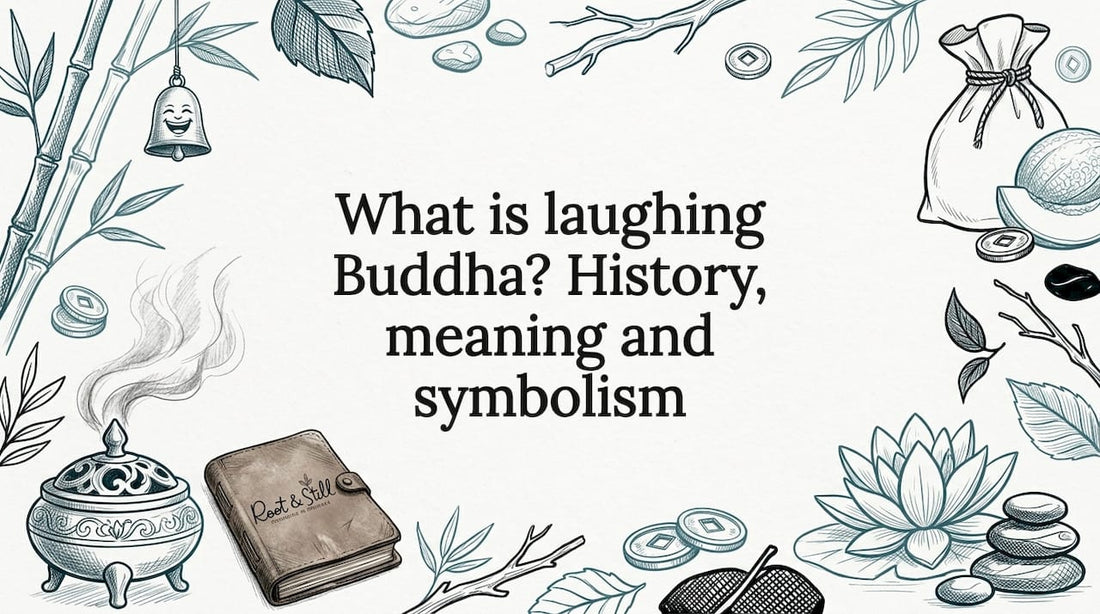 Decorative title card with Buddha-themed sketches