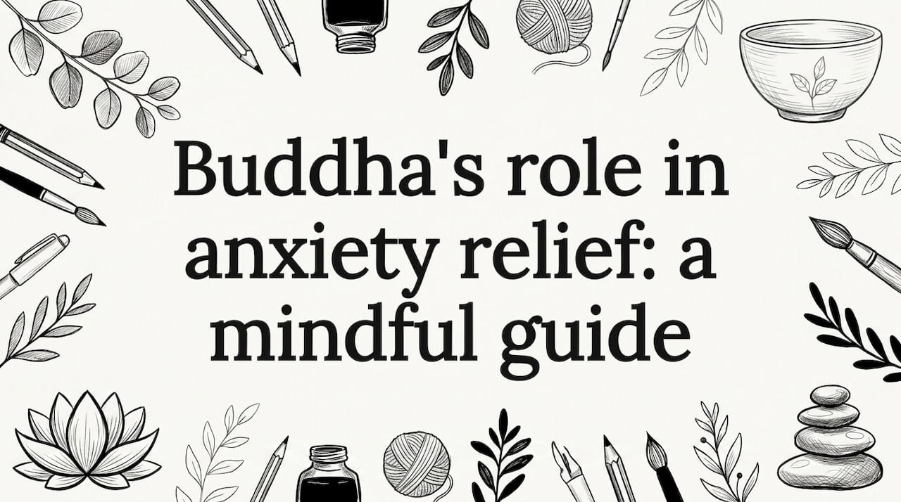 Decorative Buddha anxiety guide title card illustration
