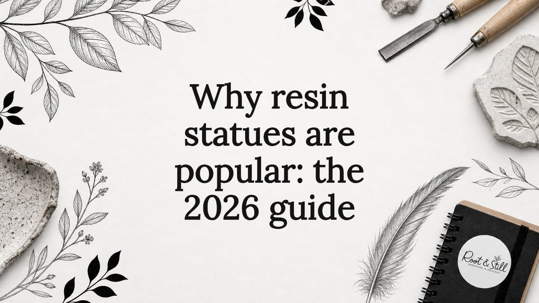 Decorative title card illustration for resin statues article