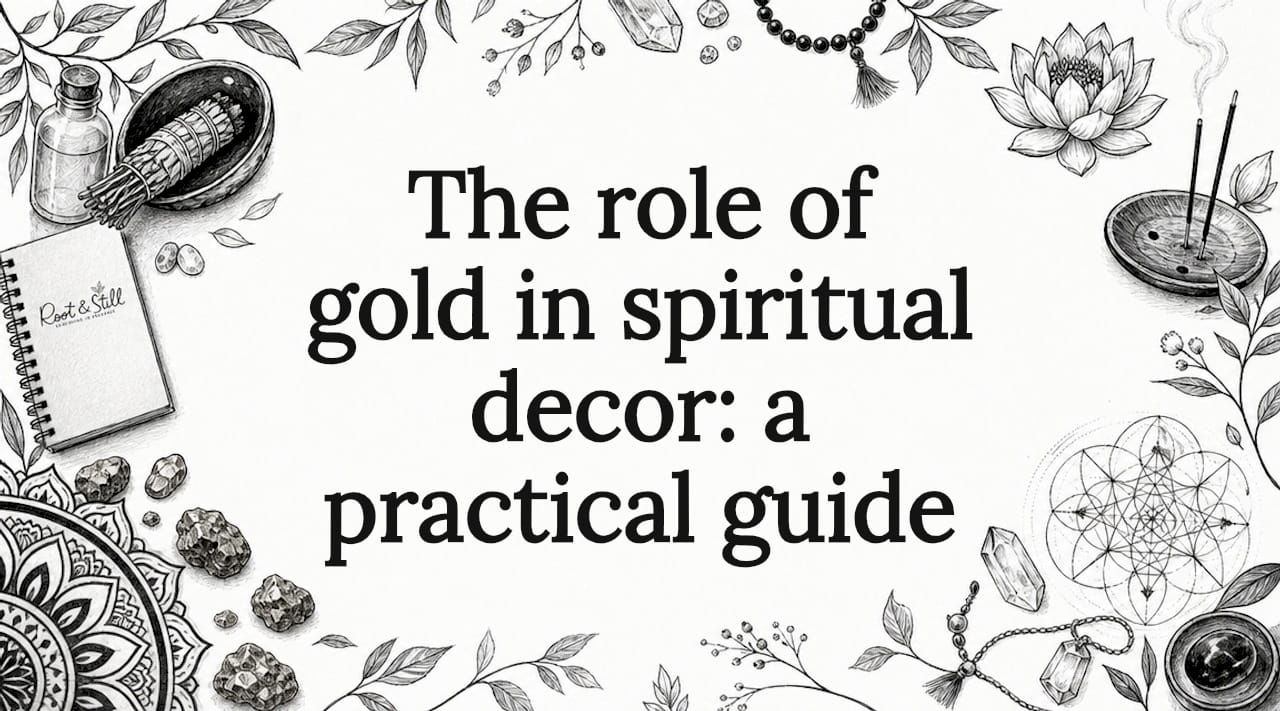 Decorative title card illustration with spiritual gold theme