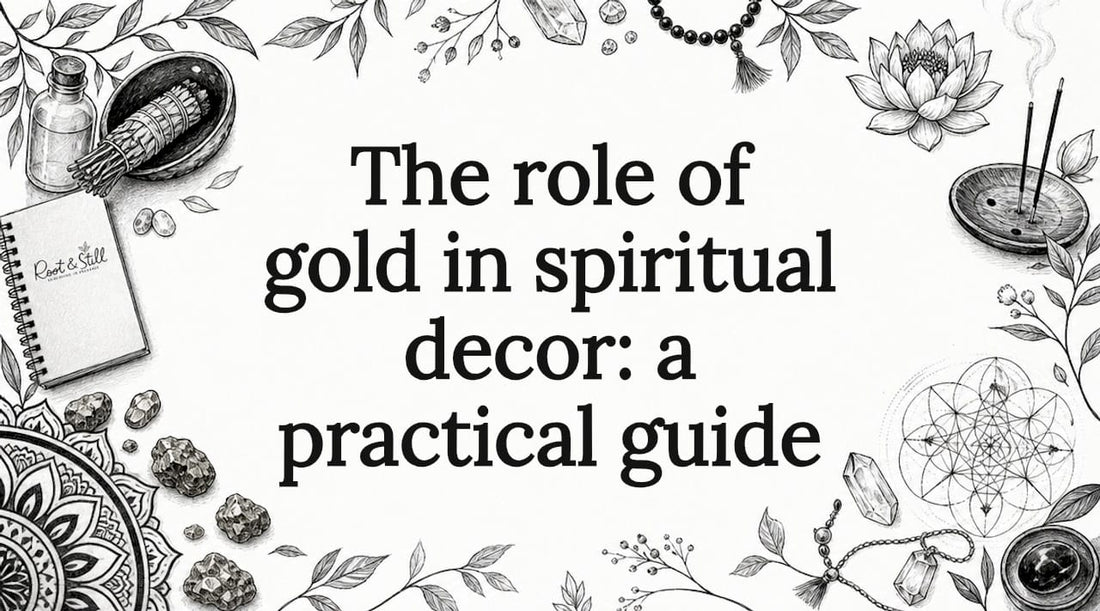 Decorative title card illustration with spiritual gold theme