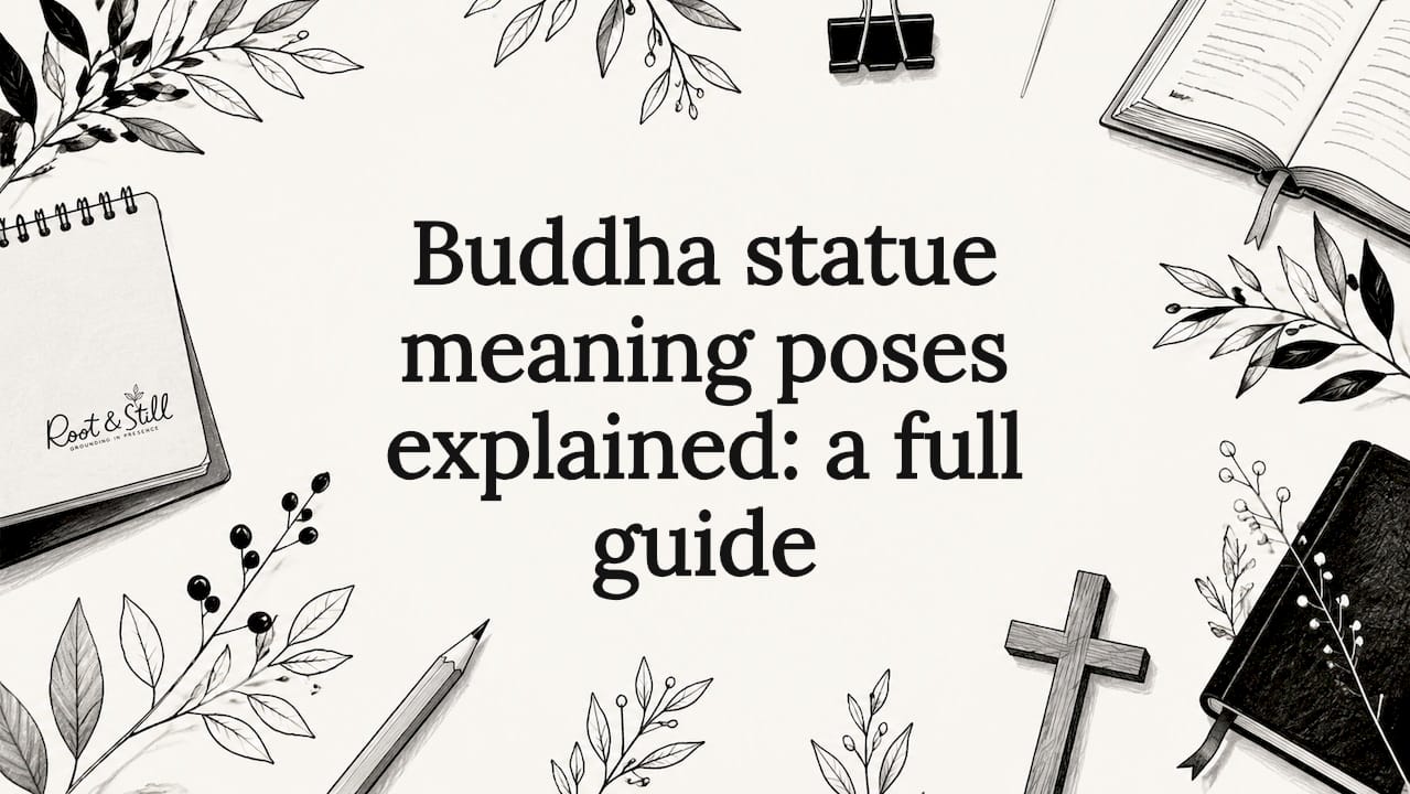 Decorative Buddha statue themed title card illustration