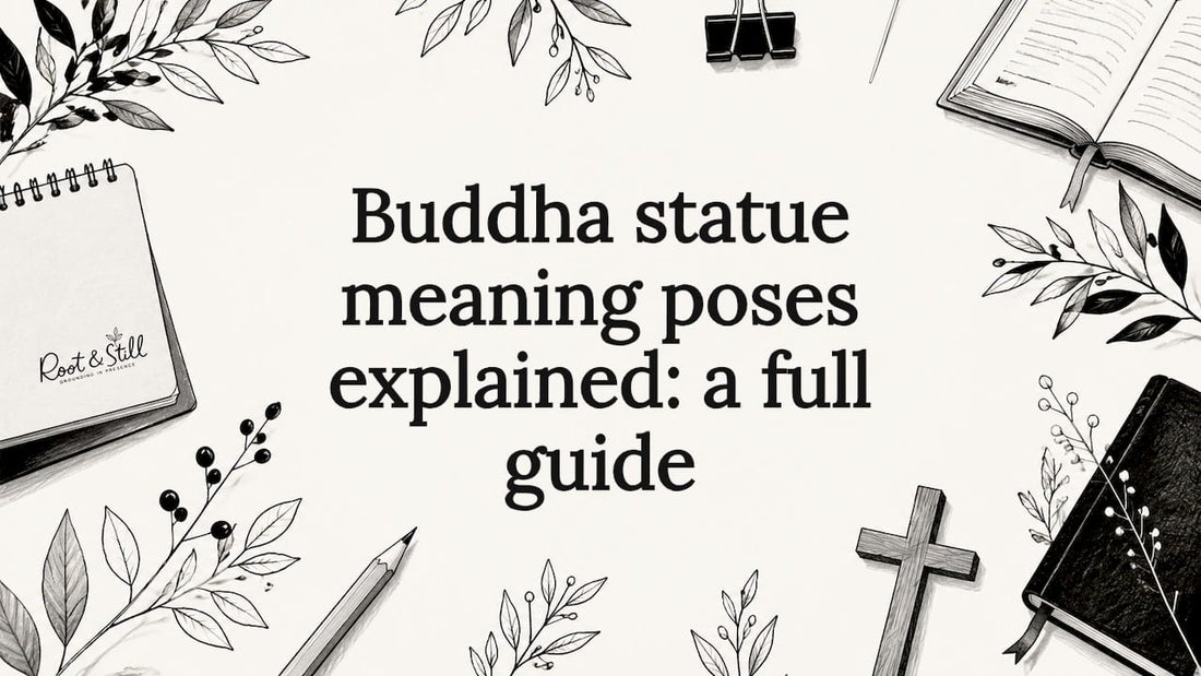 Decorative Buddha statue themed title card illustration