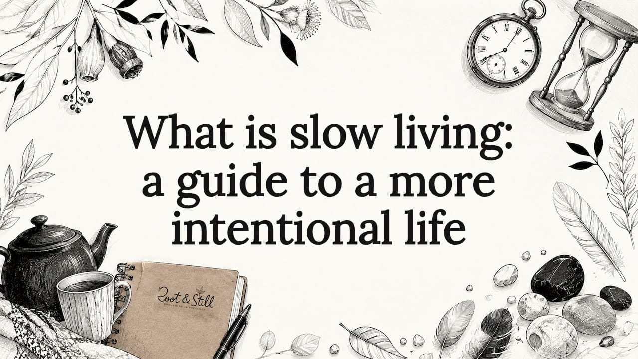 Decorative title card illustration for slow living article