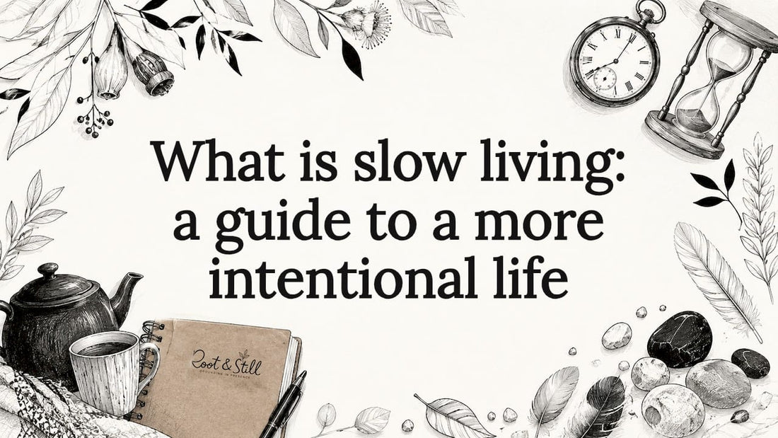 Decorative title card illustration for slow living article