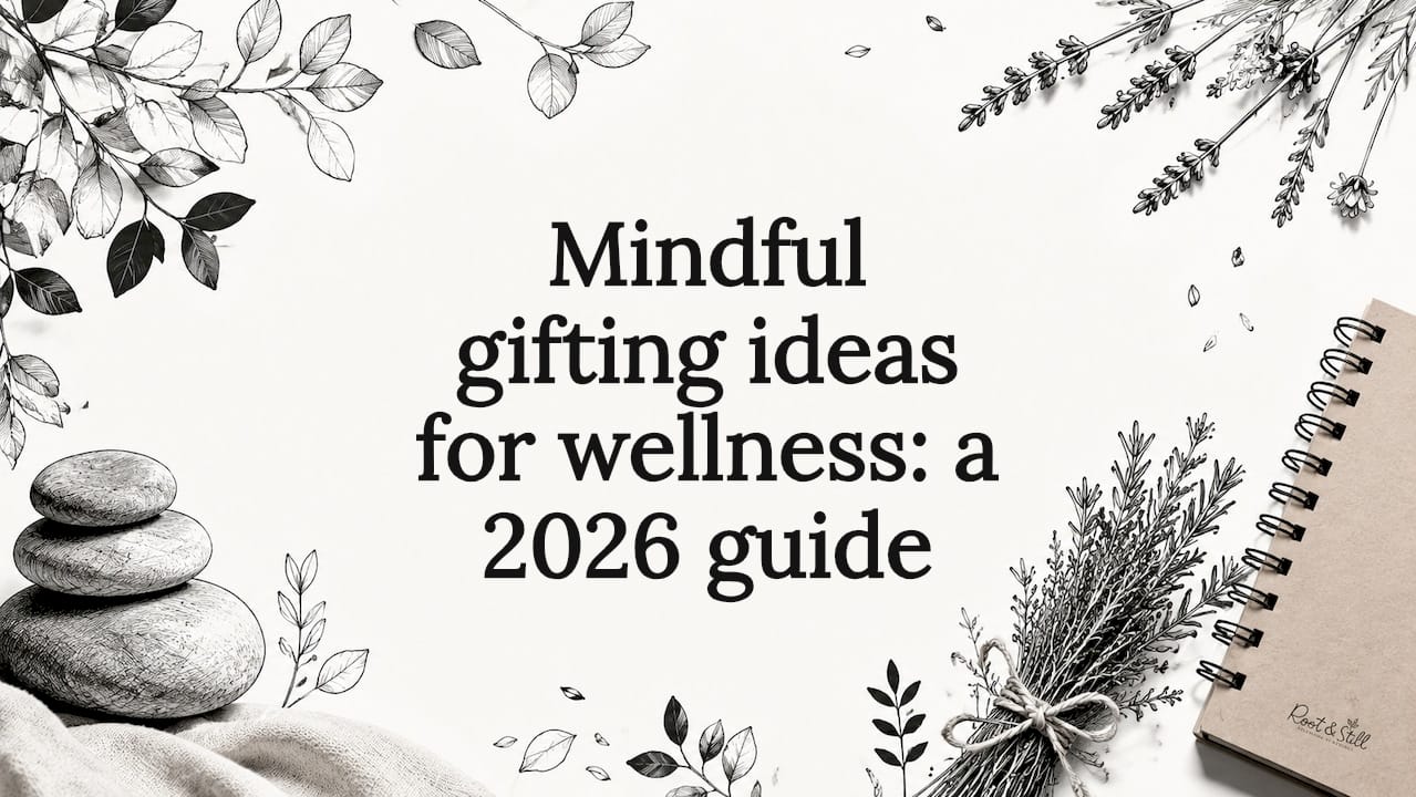 Decorative natural wellness illustration framing title