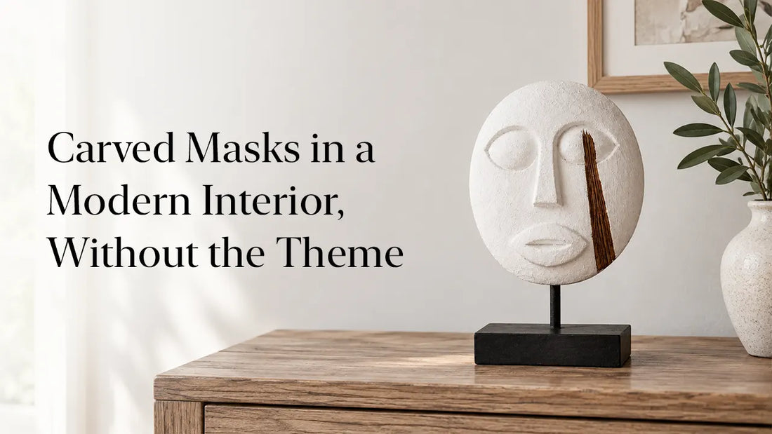Carved Masks in a Modern Interior, Without the Theme