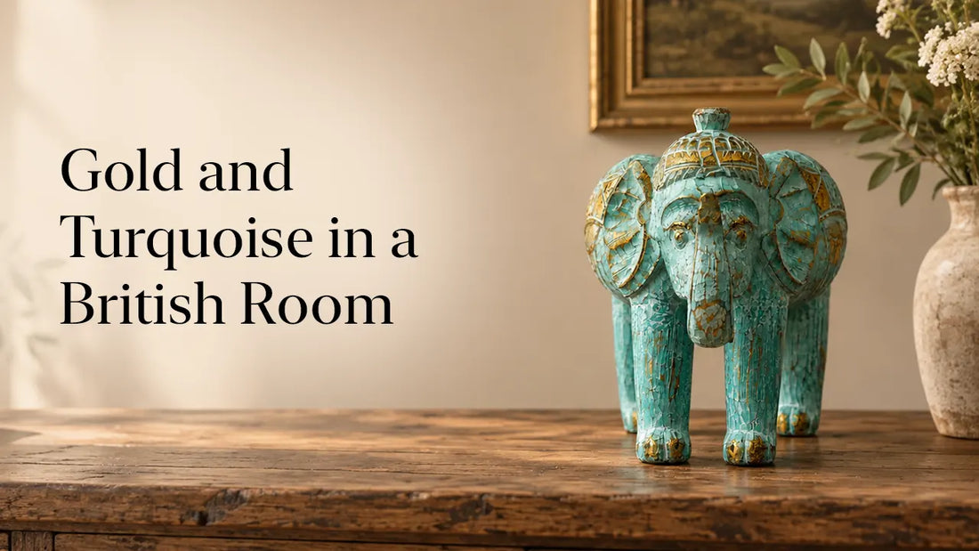 Gold and Turquoise in a British Room