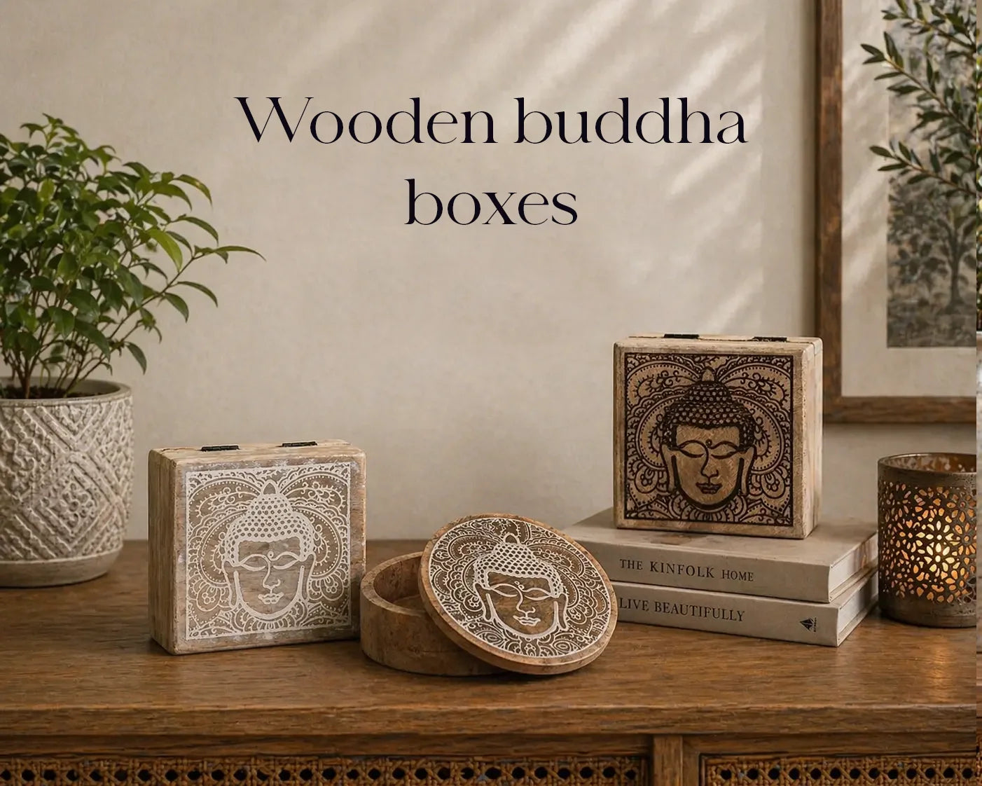 Wooden Buddha Boxes Root & Still