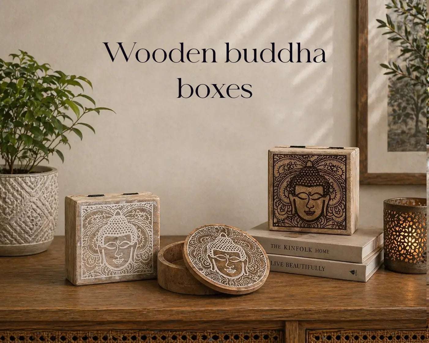 Wooden Buddha Boxes Root & Still