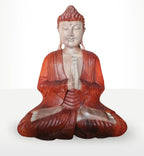 Hand Carved Buddha Statue - 40cm Welcome showing a serene seated figure with hands in prayer, crafted in warm earthy tones perfect for peaceful Buddha decor.