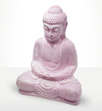 Meditation Buddha Lamp Cherry Crackle - Oval Stand featuring a hand-crafted Buddha statue with a pink crackle finish, designed as an elegant Buddha glow lamp for peaceful decor.