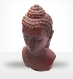 Buddha Bust Lamp Molton Lava - Oval stand featuring a hand-carved resin Buddha head with detailed curls and a molten lava textured finish, perfect for serene Buddha decor.