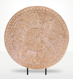 Buddha Feng Shui Set - Classic Mandala - Natural features a hand-carved wooden mandala design with intricate patterns, perfect for serene Buddha decor and spiritual ambiance.