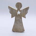 Mango Wood Angel - Whitewash with Star Cut Out