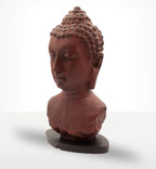 Buddha Bust Lamp Molton Lava - Oval stand featuring a serene, hand-carved style resin Buddha head sculpture resting on a smooth oval base, showcasing detailed texture and a calming presence.