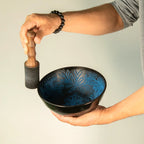 Aluminium Singing Bowl - Magic Mushroom Design - Blue 20cm