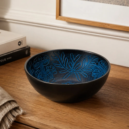 Aluminium Singing Bowl - Magic Mushroom Design - Blue 20cm