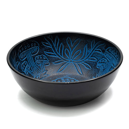 Aluminium Singing Bowl - Magic Mushroom Design - Blue 20cm