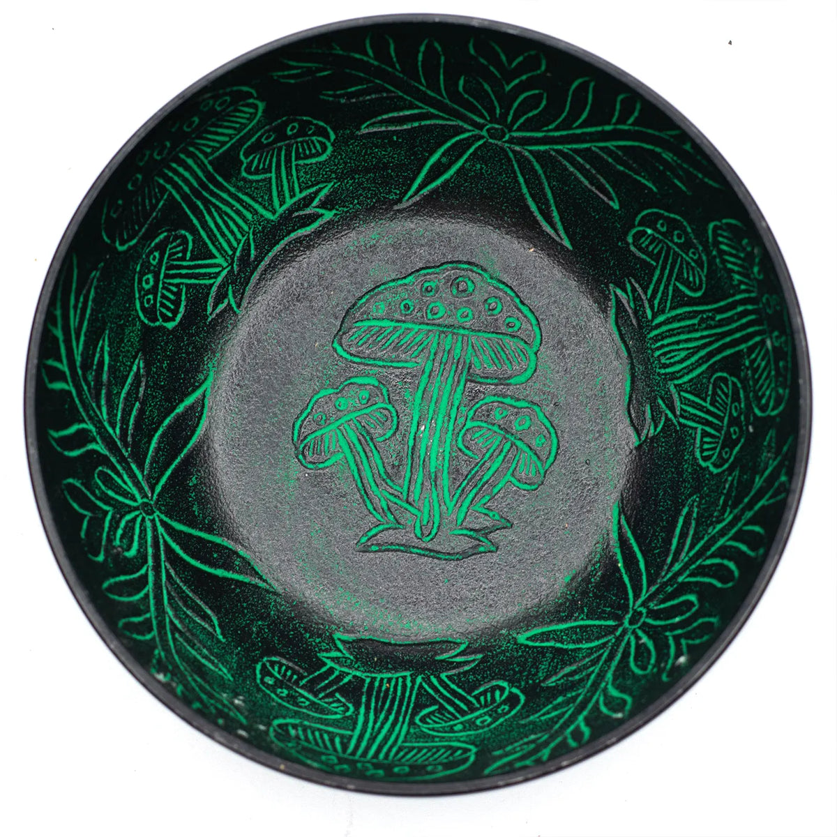 Aluminium Singing Bowl - Magic Mushroom Design - Green 20cm