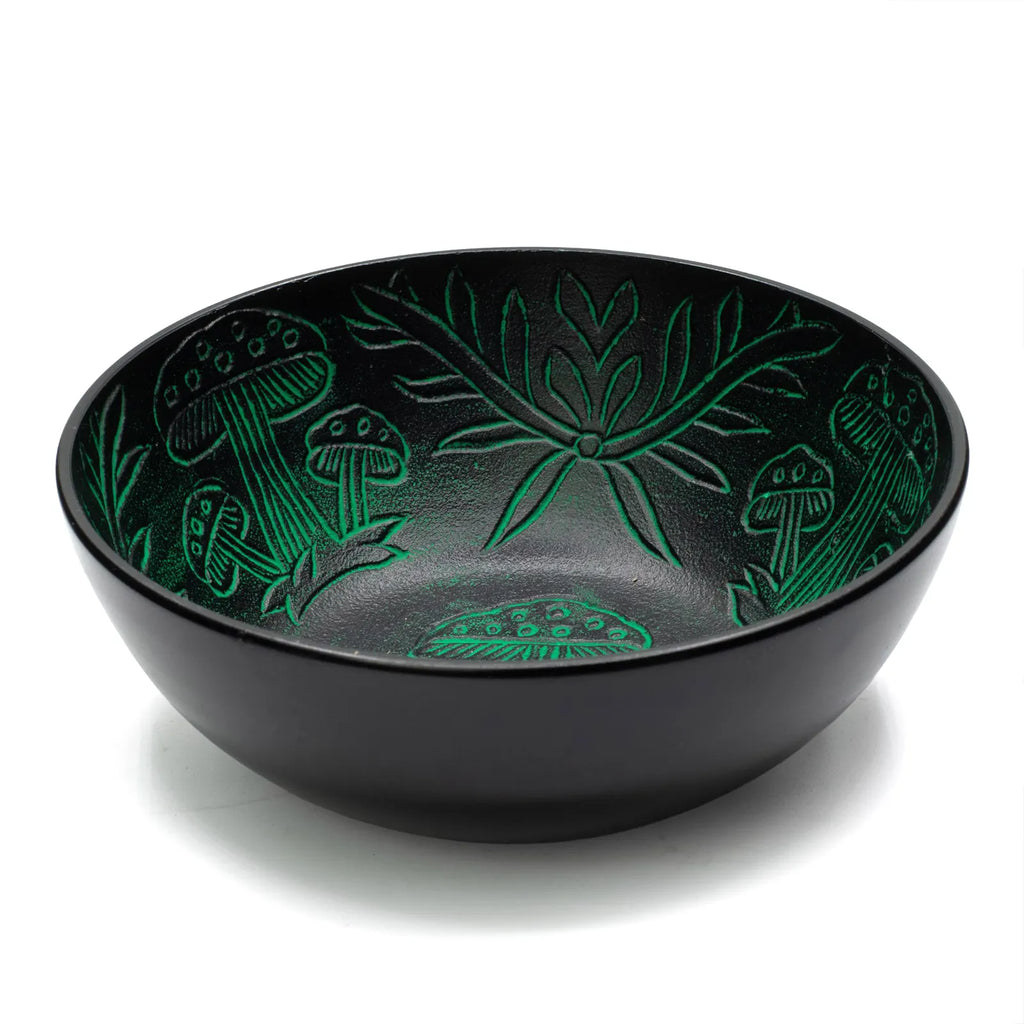 Aluminium Singing Bowl - Magic Mushroom Design - Green 20cm