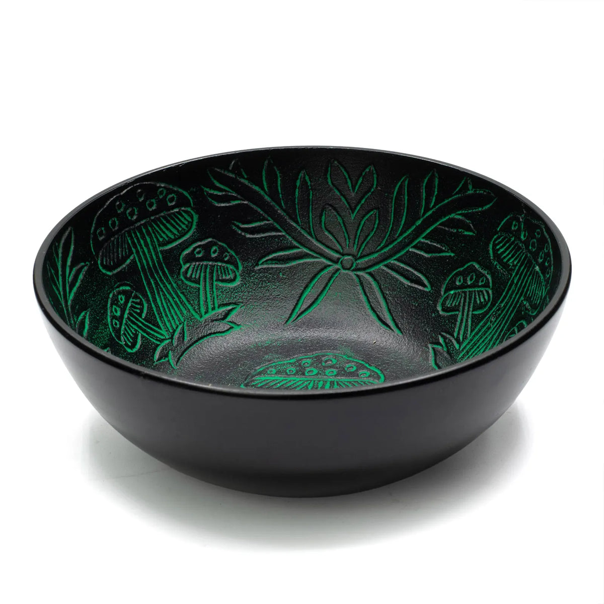 Aluminium Singing Bowl - Magic Mushroom Design - Green 20cm