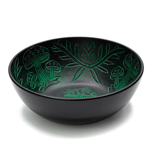 Aluminium Singing Bowl - Magic Mushroom Design - Green 20cm