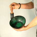 Aluminium Singing Bowl - Magic Mushroom Design - Green 20cm