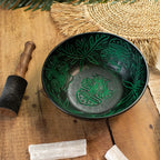 Aluminium Singing Bowl - Magic Mushroom Design - Green 20cm