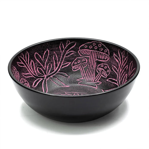 Aluminium Singing Bowl - Magic Mushroom Design - Pink 20cm