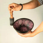 Aluminium Singing Bowl - Magic Mushroom Design - Pink 20cm