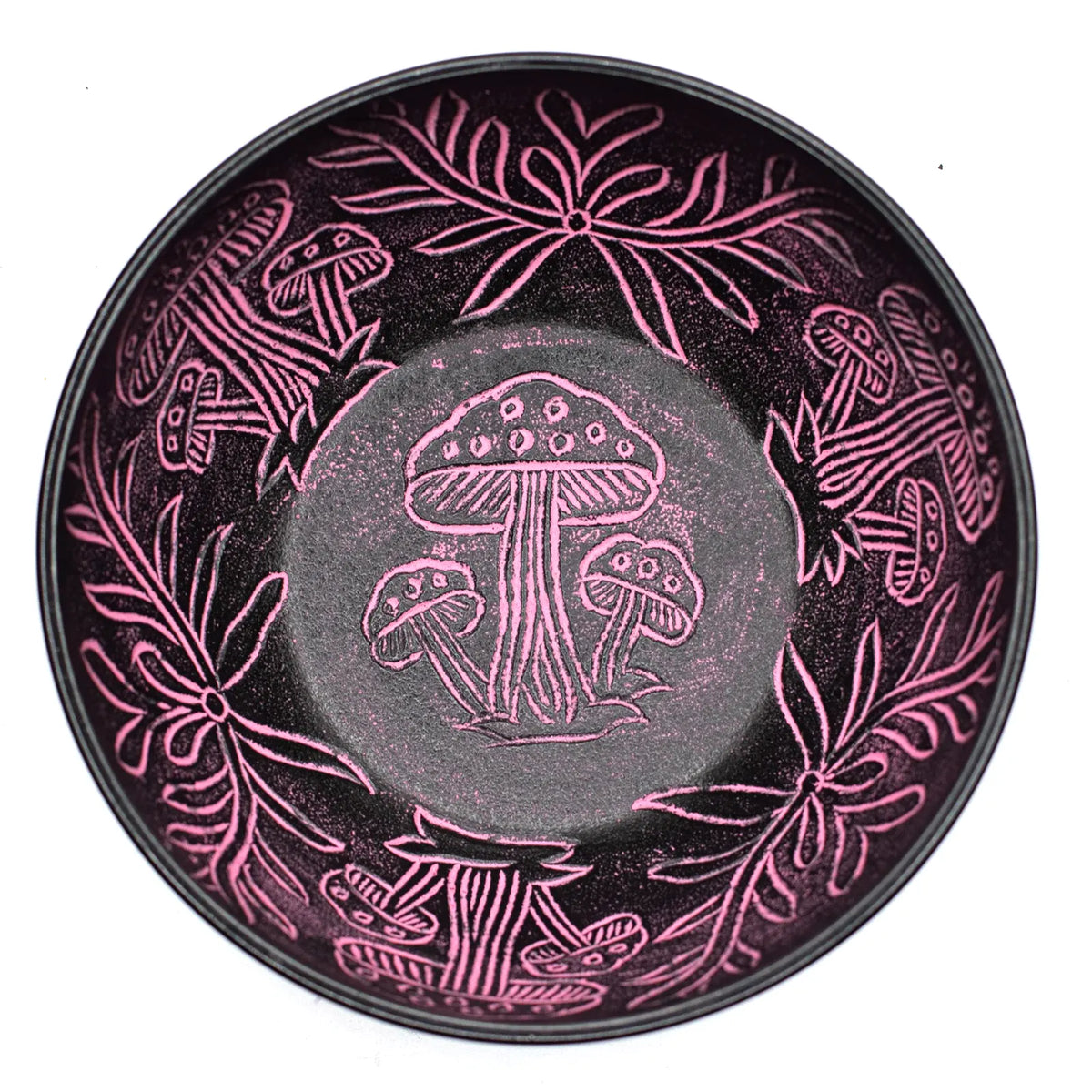 Aluminium Singing Bowl - Magic Mushroom Design - Pink 20cm