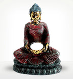Antique Buddha - Devotee Candle Holder featuring a hand-painted statue with gold accents, holding a bowl-shaped candle holder, blending traditional Buddha decor with elegant design.