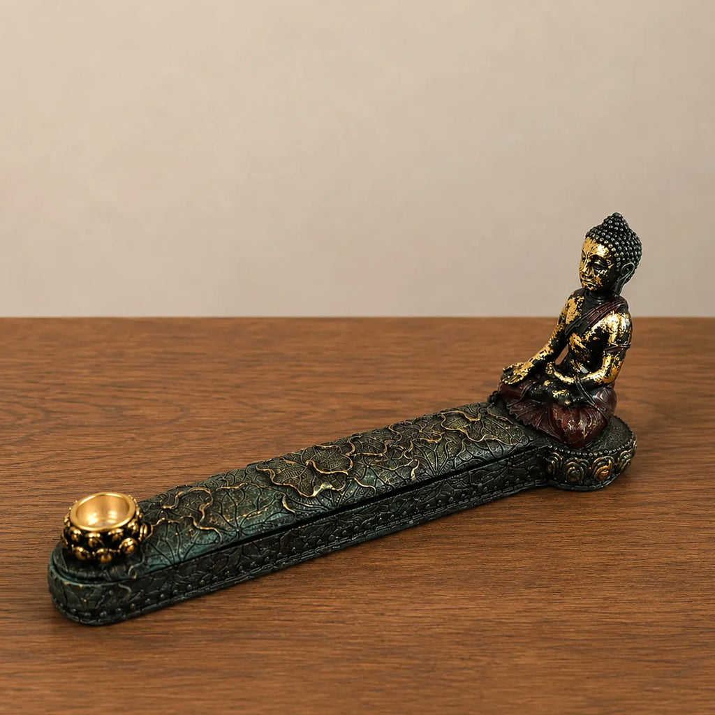 Antique Small Buddha Figurines - Incense Burner & Box