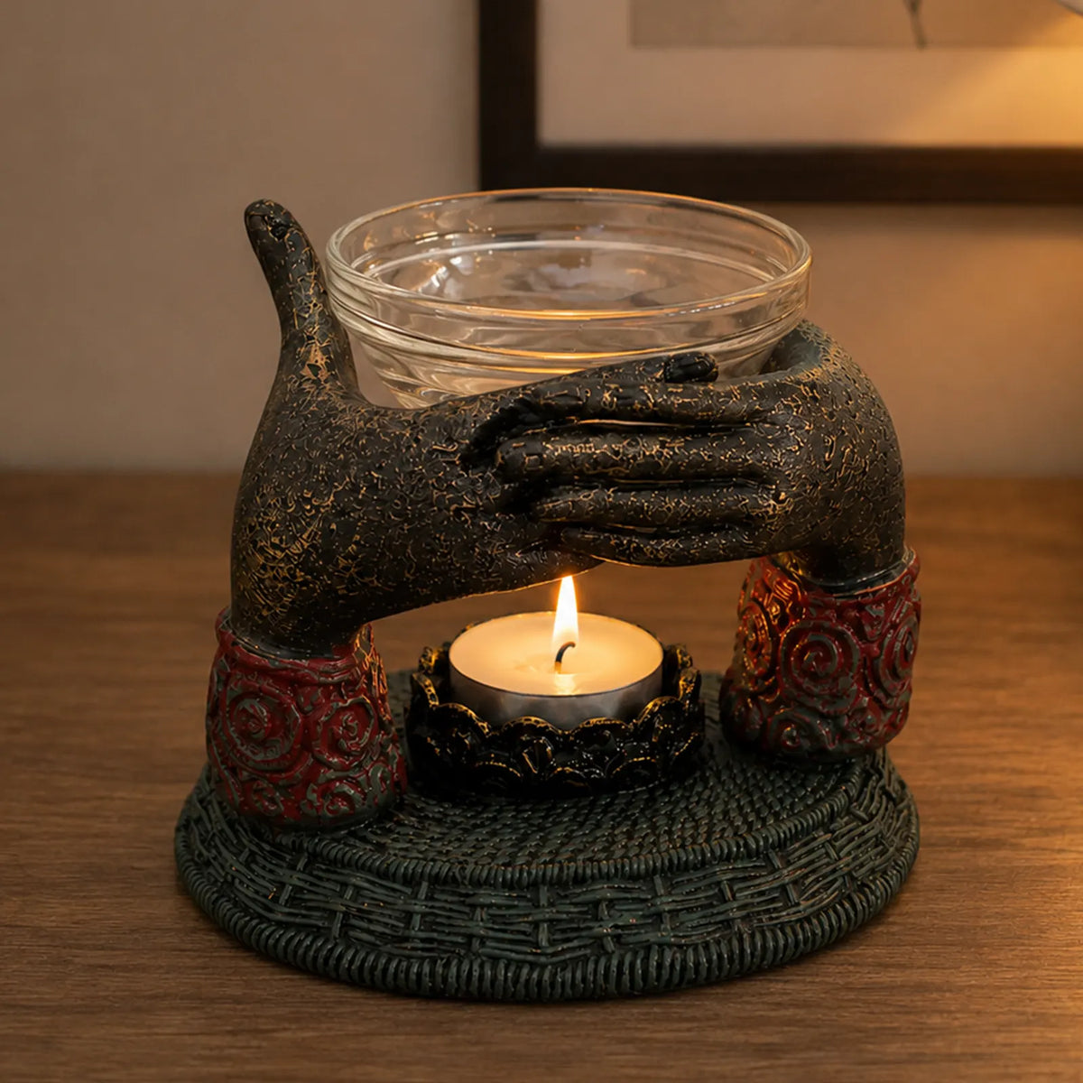 Antique Small Buddha Figurines - Offering Hands Oil Burner
