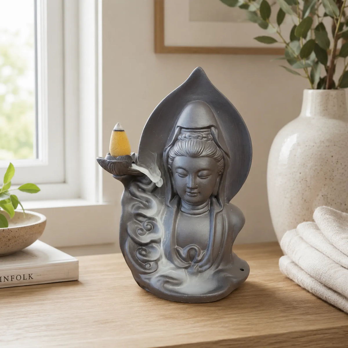 Backflow Incense Burner - Serene Buddha - Cascading Smoke Waterfall
