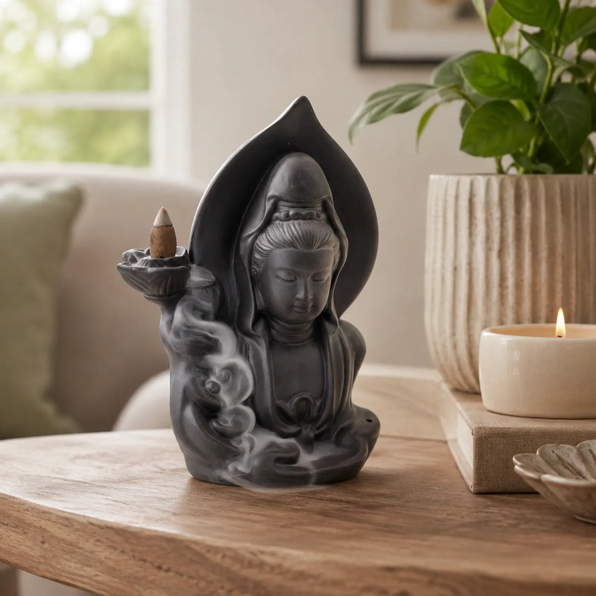 Backflow Incense Burner - Serene Buddha - Cascading Smoke Waterfall