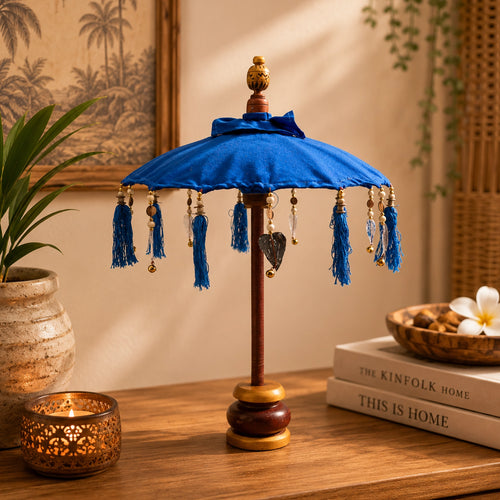 Bali Home Decor Parasol - Cotton - Blue- 40cm