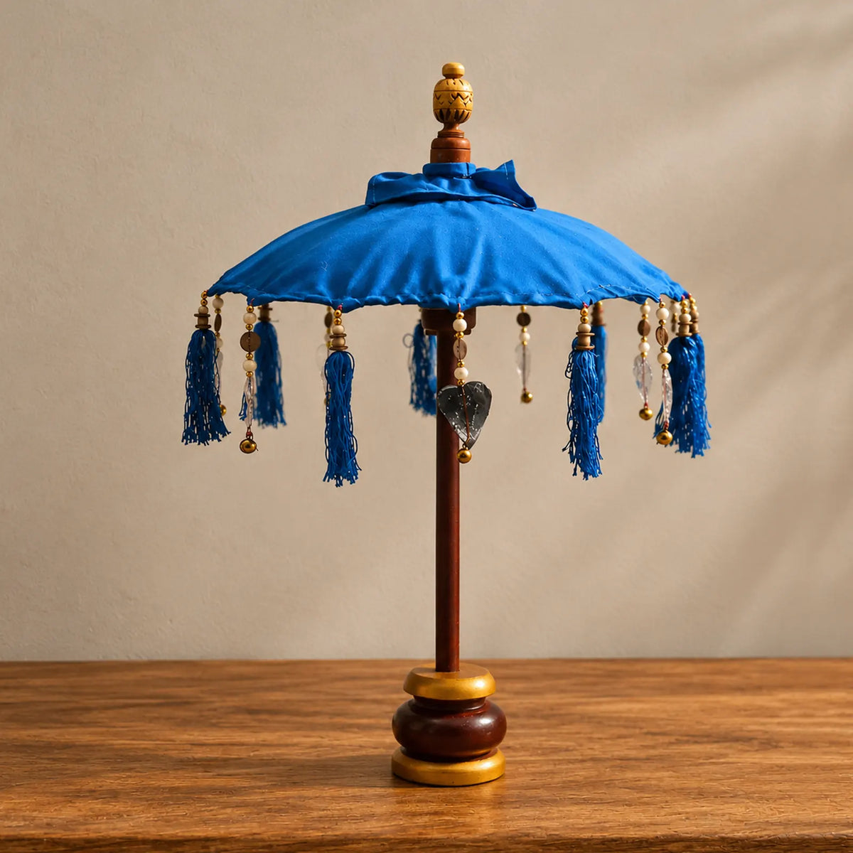 Bali Indoor Umbrella Home Decor Parasol - Cotton - Blue- 40cm