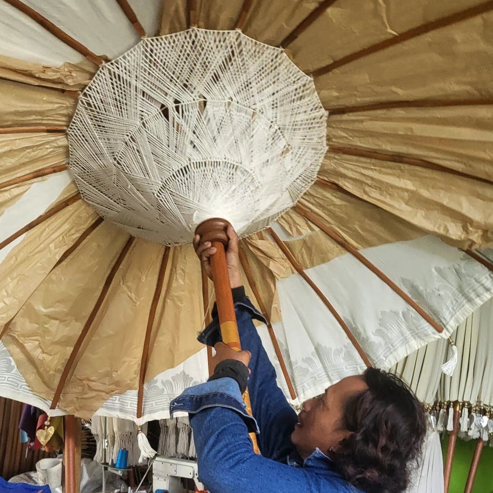 Bali Patio Parasol - Canvas - Natural Decor - 2m