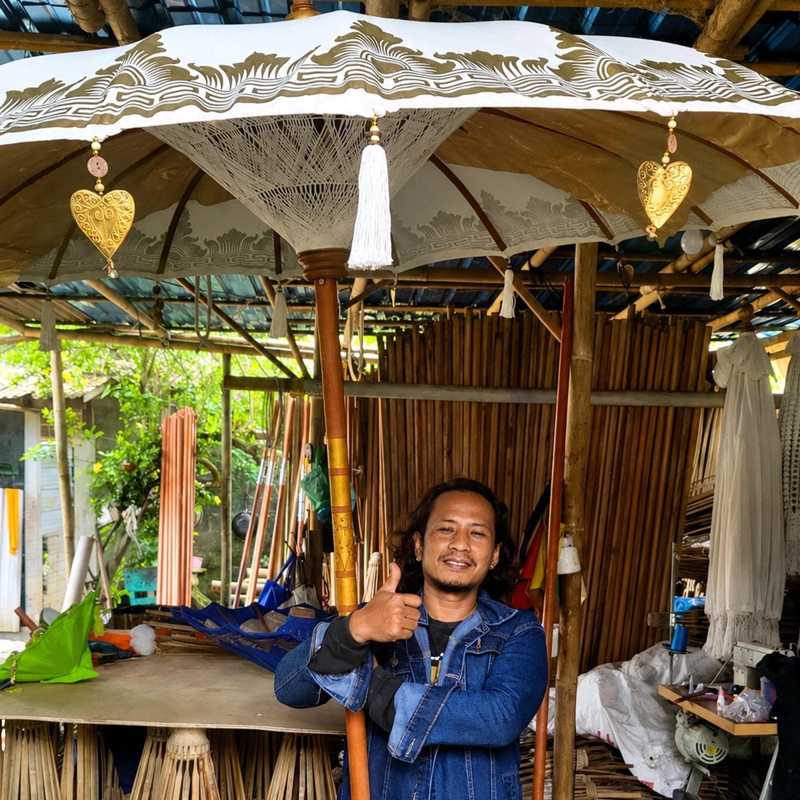 Bali Patio Parasol - Canvas - Natural Decor - 2m