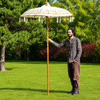 Bali Patio Parasol - Canvas - Natural Decor - 1.5m