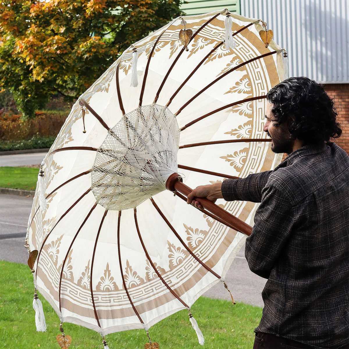Bali Outdoor Umbrella Garden Patio Parasol - Canvas - Natural Decor