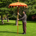 Bali Patio Parasol - Cotton - Orange Decor - 1.5m