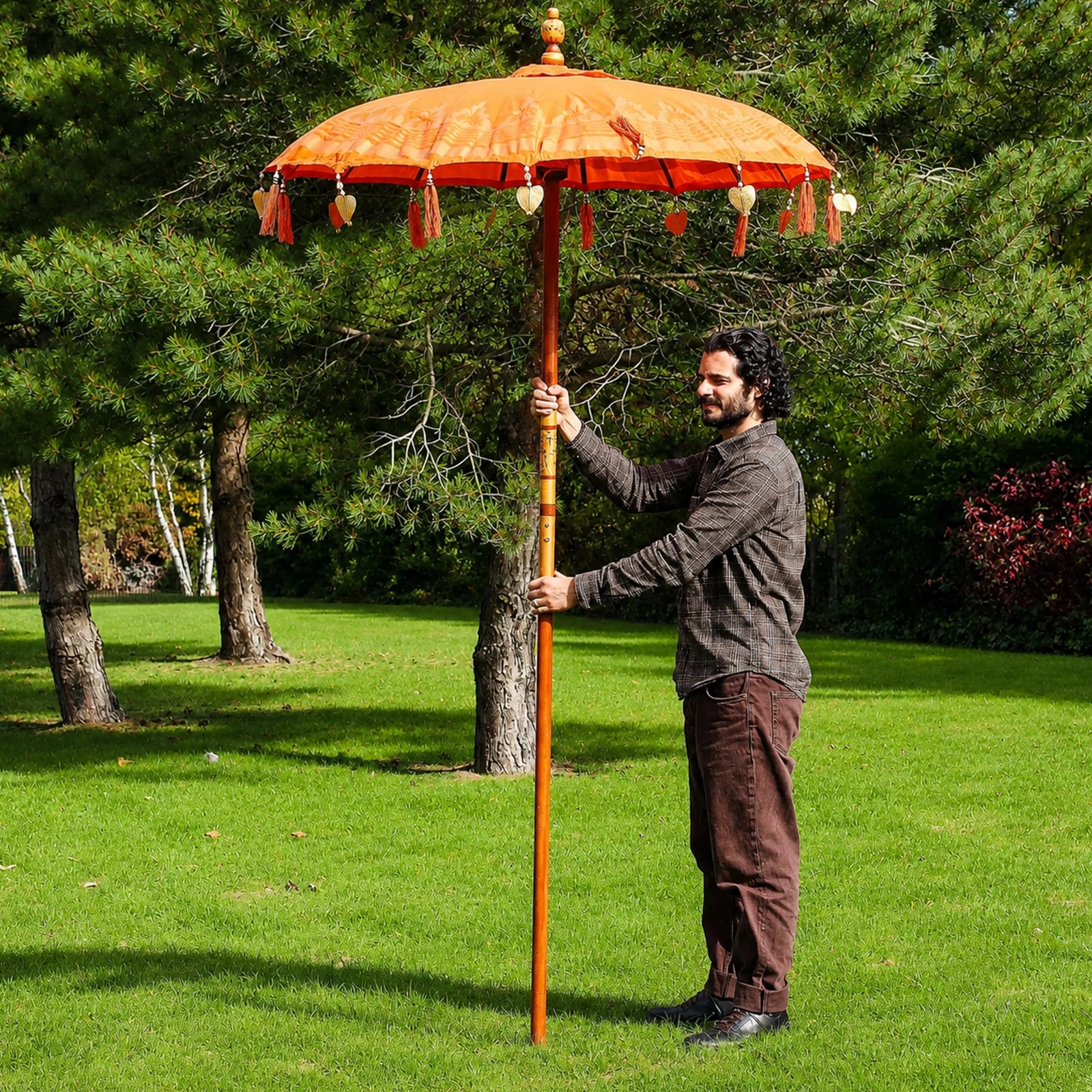 Bali Patio Parasol - Cotton - Orange Decor - 1.5m