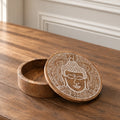 BigRoundWoodenBuddhaBox17.5x7.5cm-BuddhaFaceWhitewash